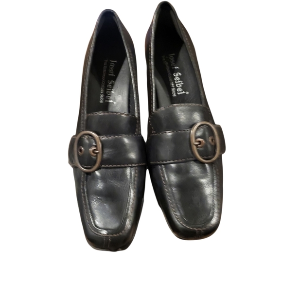 Josef Seibel Buckle Black Leather Loafers Size 39 (US 8.5-9) - Picture 2 of 10